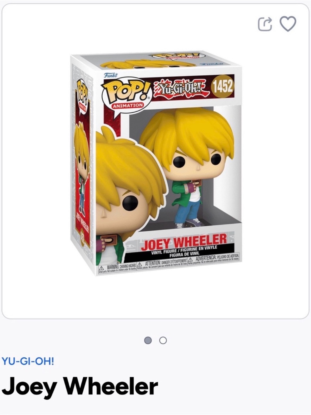 Funko Pop! Animation Joey Wheeler - Yellow Hair, Green Jacket- 1452